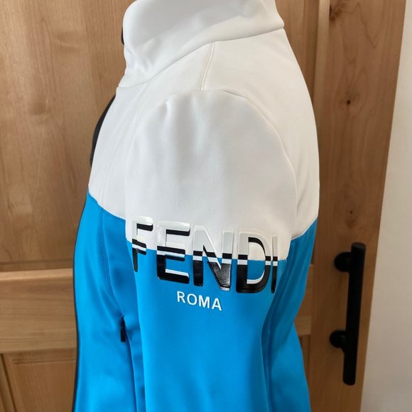 Fendi Two Tone Logo Blue White Ski Jacket EUR 38/US XS 0-2 NWT - Picture 6 of 10